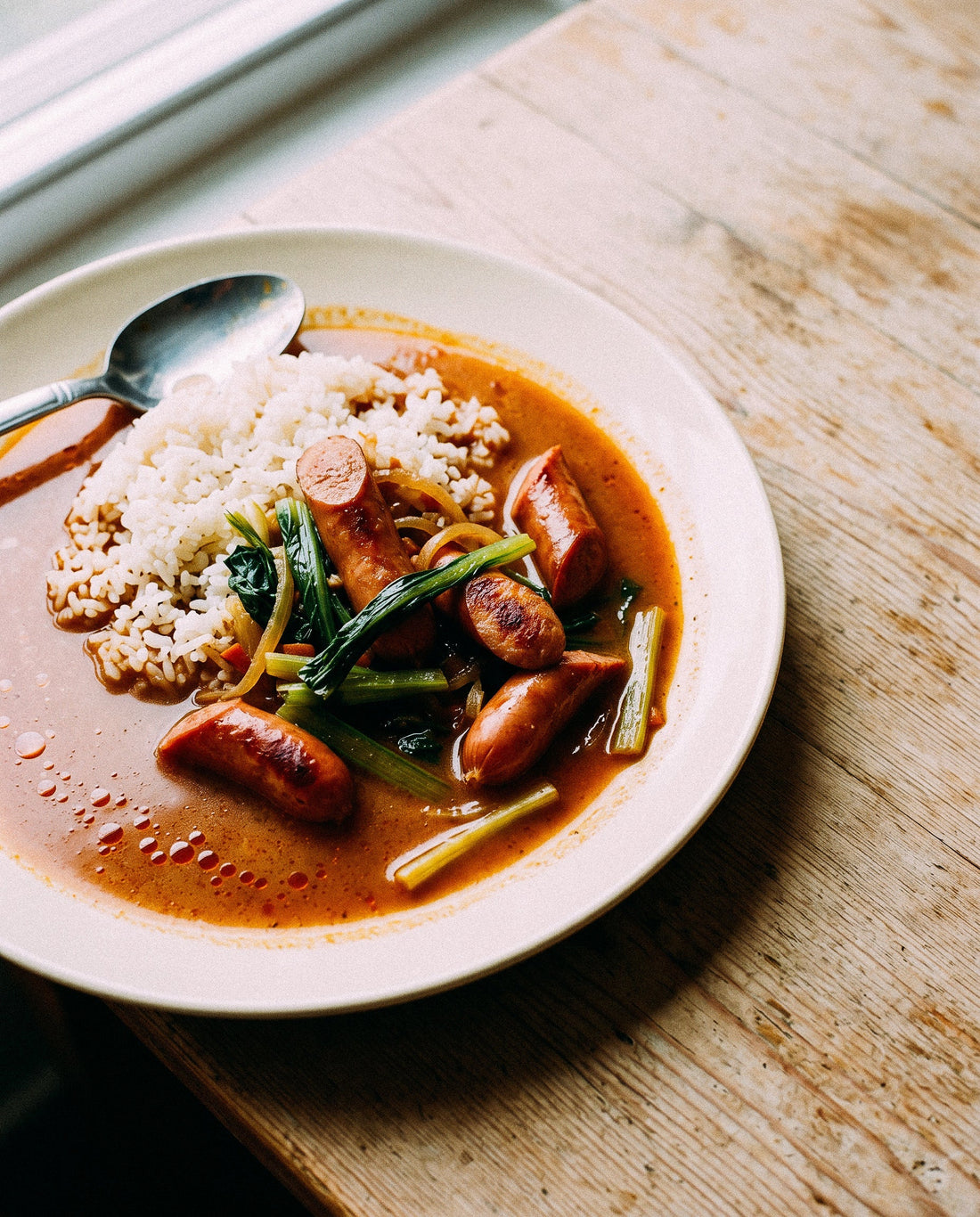 SN3で作る「ソーセージと小松菜のスープカレー」